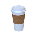 White Paper Cups with Brown Sleeve for Hot Coffee